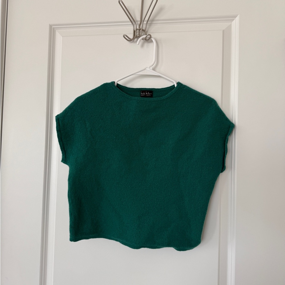 Nicole Miller Green Wool Crop Sweater Top Size L